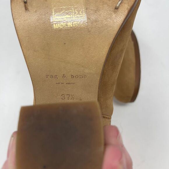 Rag & Bone New York Tan Margot Fringe Side Zip Ankle Boots Size 37.5 - Picture 4 of 6